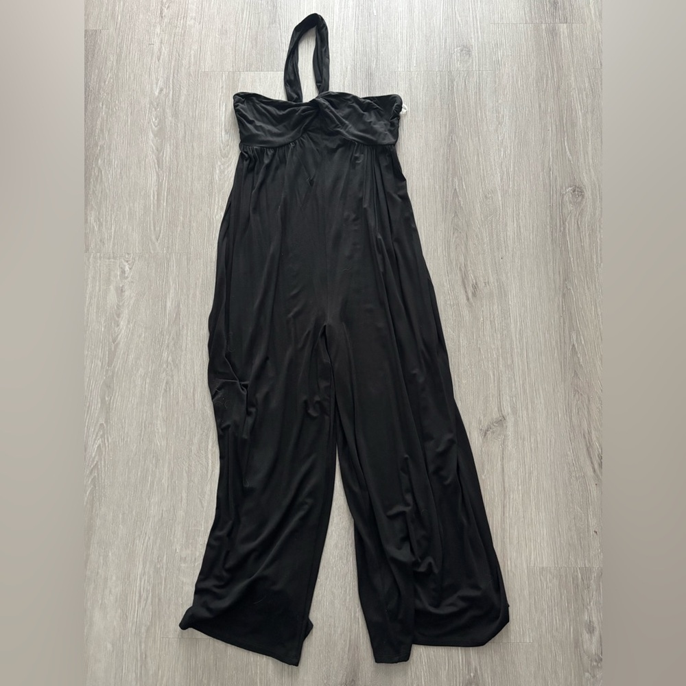 Black Strapless Wide-Leg Jumpsuit with Halter Tie - NWT